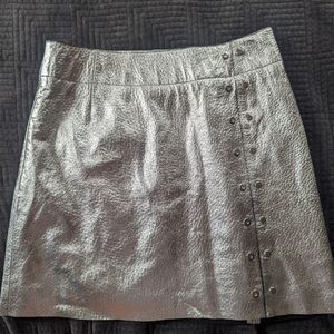 Veda silver metallic leather mini skirt